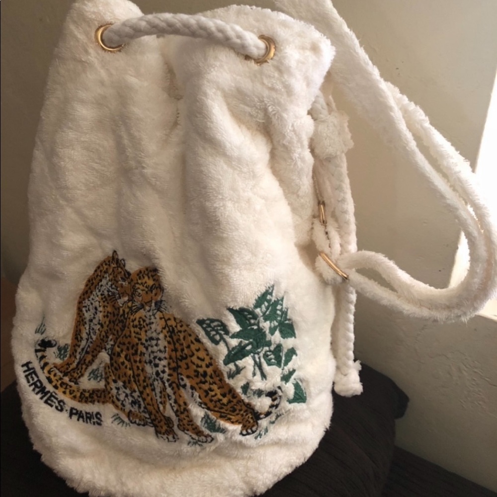 Hermes white vintage tote bag